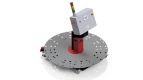 Automatic container changer with rotary table