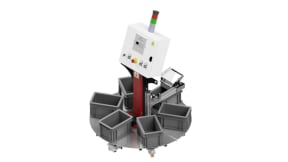Automatic compact container changer for springs and small metal parts