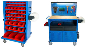 Utility carts for fasteners storage and workstations
