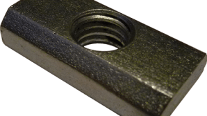 Rectangular nuts with trapezoidal edges