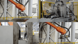 Robots de desflejado y desbandado para bobinas de acero