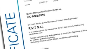 Rivit a obtenu la certification UNI EN ISO 9001:2015