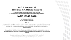 Trafilerie San Paolo ahora certificada IATF 16949: 2016 