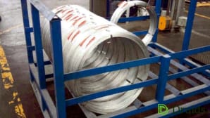 Re-spooling line for wire coils (vineyard wire)