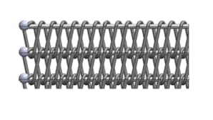 Wire mesh belt with straight crossbar and double spiral