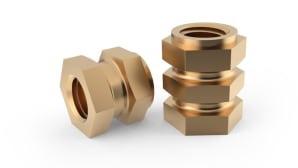 Hexagonal bushes for thermoplastic and thermosetting plastic materials