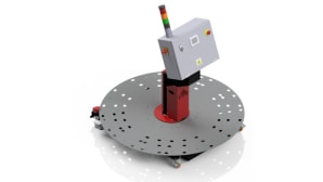 Automatic container changer with rotary table