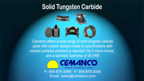 Cemanco to showcase expanded product line of solid tungsten carbide parts