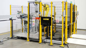 New Sinico Service robotic island for tube, bar, and finished part unloading and palletizing