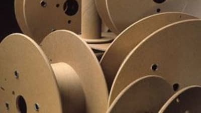 Hardboard reels for wire, strip, cordage, twine, ribbon, jewelry chain and fiber optics