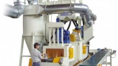 Continuous feed – tunnel type - mesh-belt shot blasting machine for metallic parts