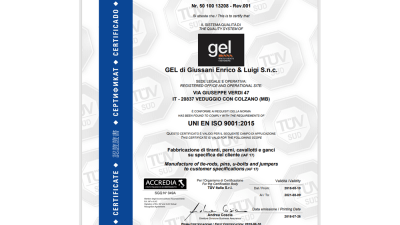 Gel, a certified brand in the world of U-bolts, tie-rods, and fasteners