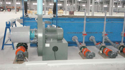 Flux tanks for galvanized wire production lines