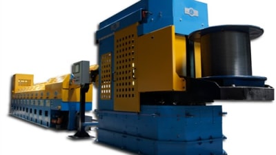 Wire spooling machine, vertical, for different wire spools and reels