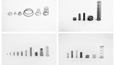 Cylindrical, conical and biconical steel compression springs