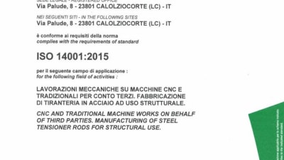 Officina Bonacina now ISO 14001 certified