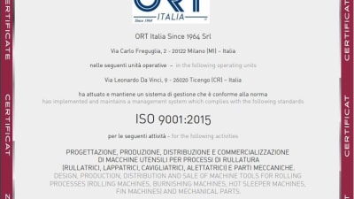 ORT Italia, un productor de máquinas roscadoras certificado
