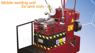 Mobile welding unit for wire coils