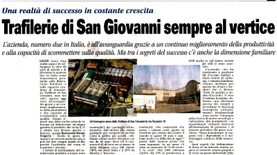 Rassegna stampa: Trafilerie San Giovanni