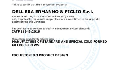 Dell'Era Ermanno: una viteria certificata dal 1996
