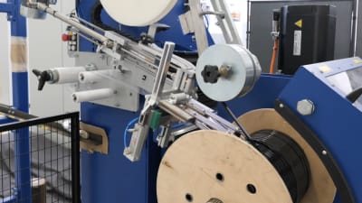 Linea di ribobinatura cavi WTM con avvolgitore semiautomatico