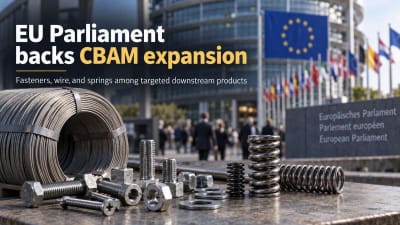 European Parliament backs CBAM expansion to fasteners, wire, and springs
