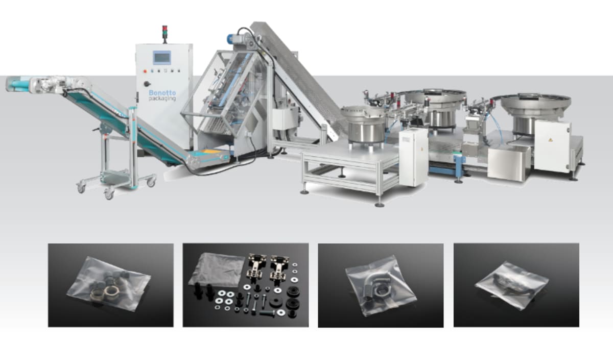 Vertical-Form-Fill-Seal machines for hardware elements and fasteners