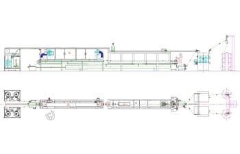 Horizontal enamelling machine for round wire – double line