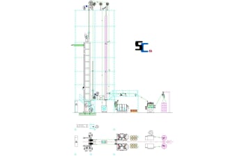 Vertical enamelling machine for aluminium and copper round wire – single lines,  electrical power + natural gas