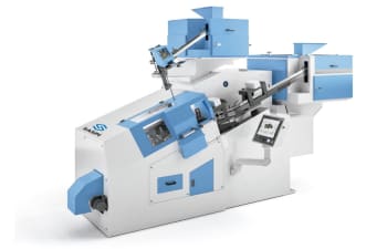 Thread rolling machine with stud selectors