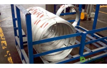 Re-spooling line for wire coils (vineyard wire)