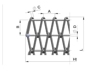 Transport belt with straight crossbar and mono-oriented spiral - NTVT