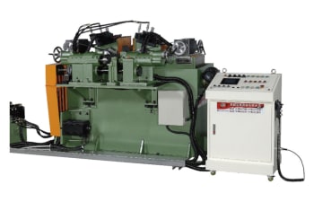 Centerless grinding machines with double grinding wheel system