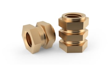 Hexagonal bushes for thermoplastic and thermosetting plastic materials