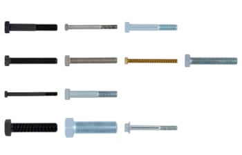 Steel, stainless steel, and brass hex head screws