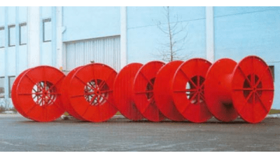 Fabricated or structural steel reels and steel reels with finned flanges for cables