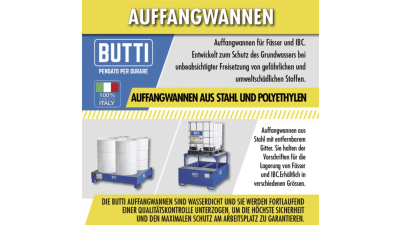 Butti: Auffangwannen aus Stahl und Polyethylen