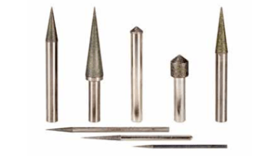 Angled electroplated pins for internal or jig grinding applications