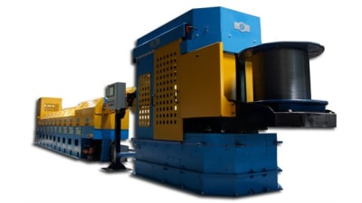 Wire spooling machine, vertical, for different wire spools and reels