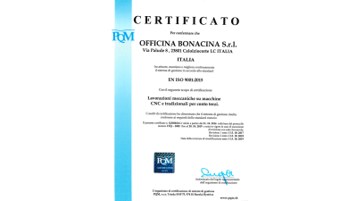 Aggiornate le certificazioni di Officina Bonacina