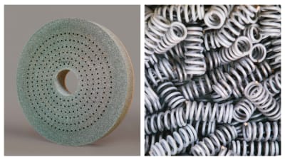 Spring grinding wheels with countersunk nuts or porous structure, Ermoli's solutions