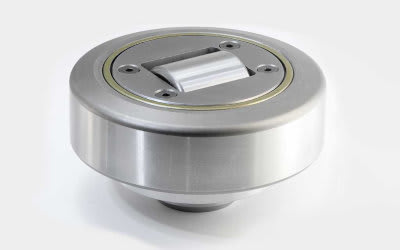 Cylindrical metal cam follower roller bearing with a central rotating element
