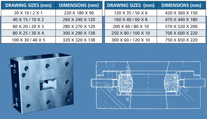 Split drawing dies with die segments.