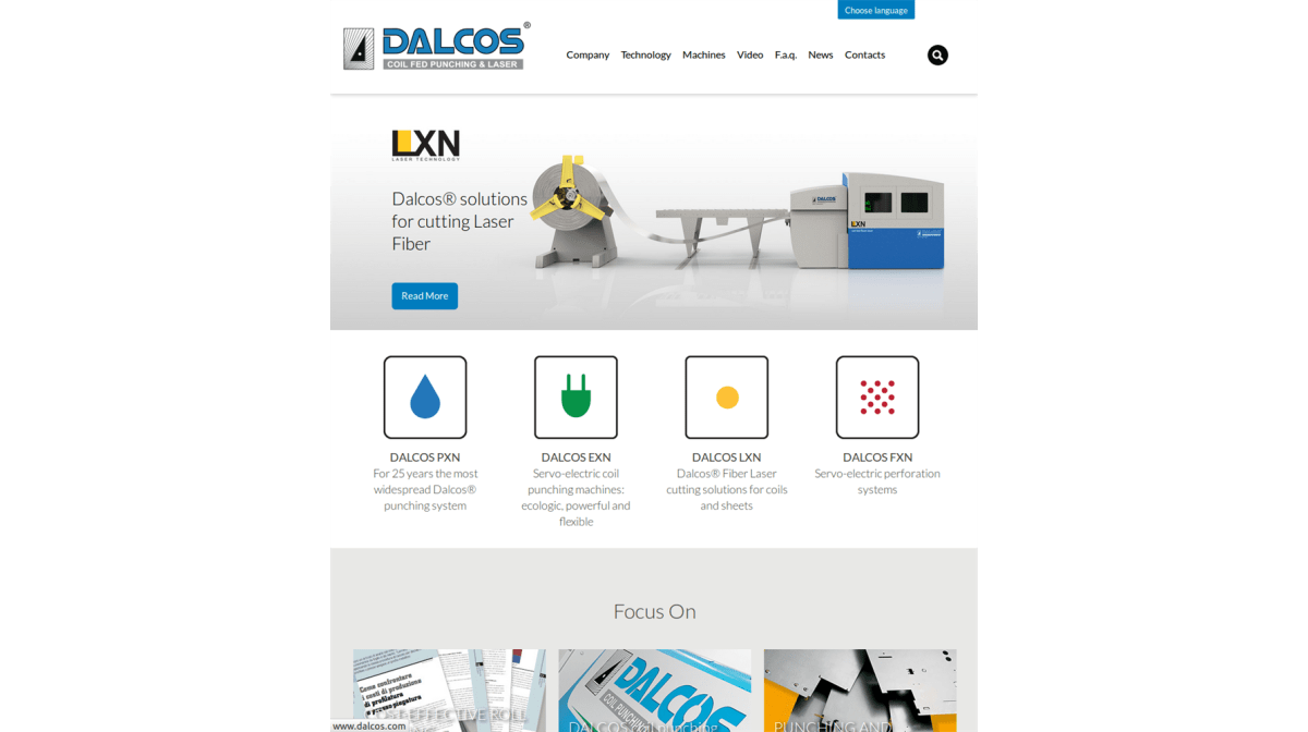 Coil fed punching and laser cutting: Dalcos new 2016 website