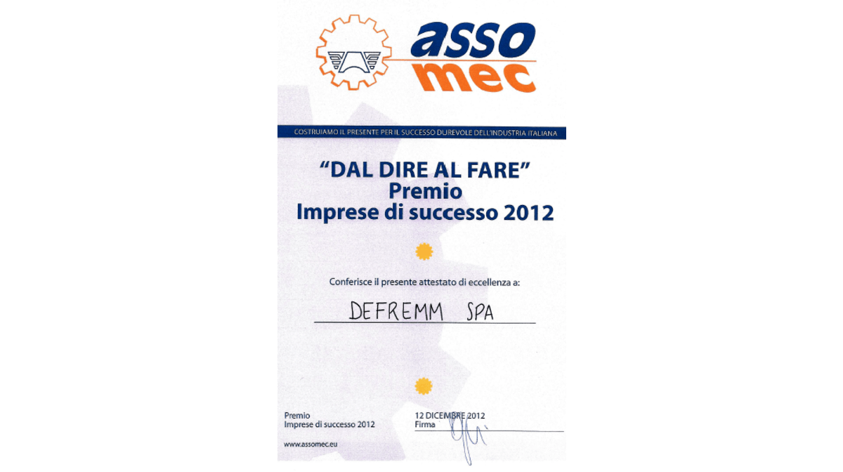 Defremm vince il premio Assomec 2012