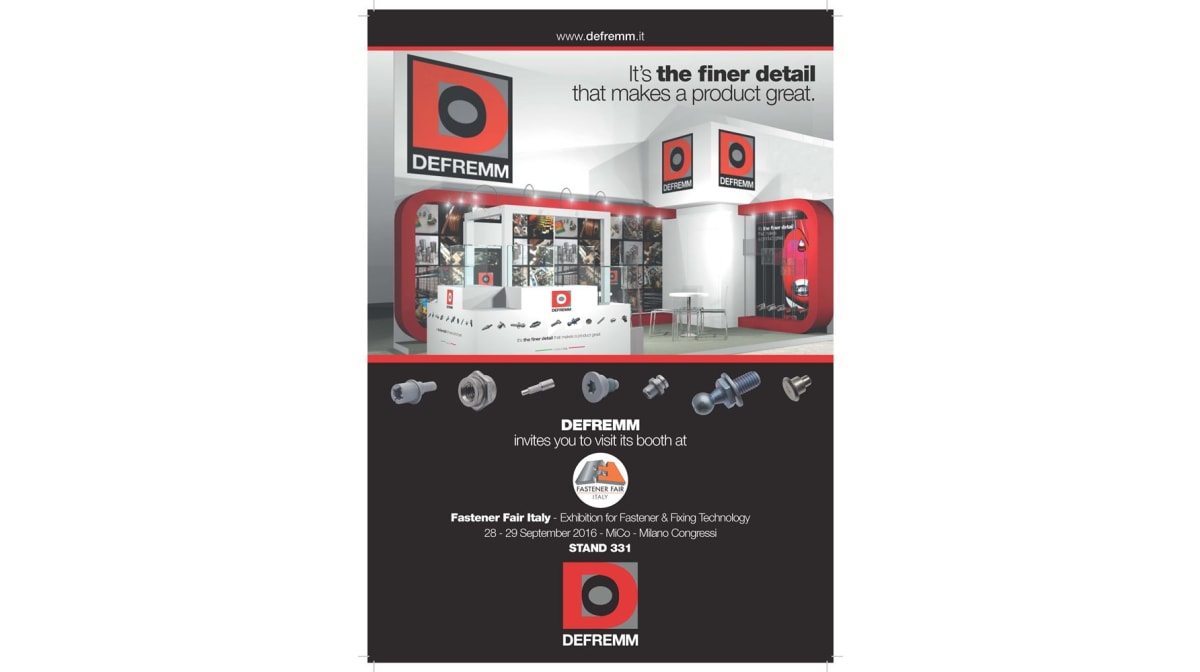 Defremm: rivetti tubolari e particolari speciali in mostra alla Fastener Fair Italy