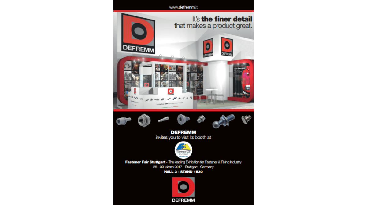Metal parts and rivets manufacturer Defremm to exhibit at Fastener Fair Stuttgart