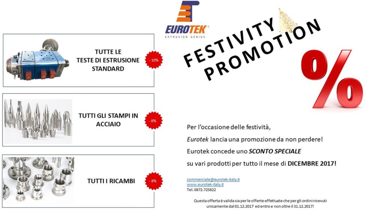 Promozione su teste di estrusione, stampi e ricambi - solo a dicembre
