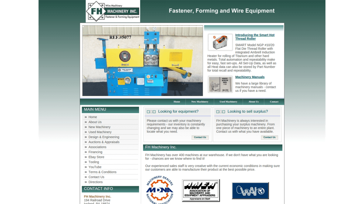 New machinery and used equipment supplier FH Machinery presents new website