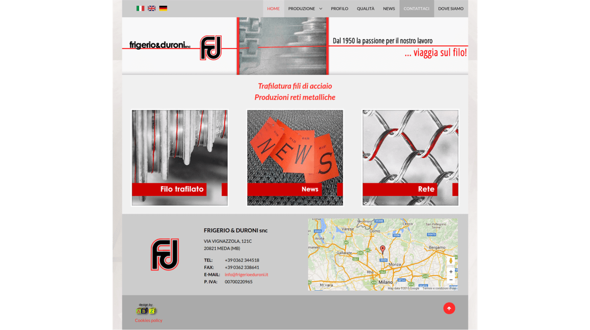 Steel wire and wire mesh producer Frigerio & Duroni renews web presence